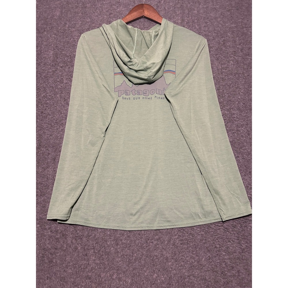 Patagonia hoodie pullover outdoors fishing green logo womens Large lightweight - Picture 3 of 7